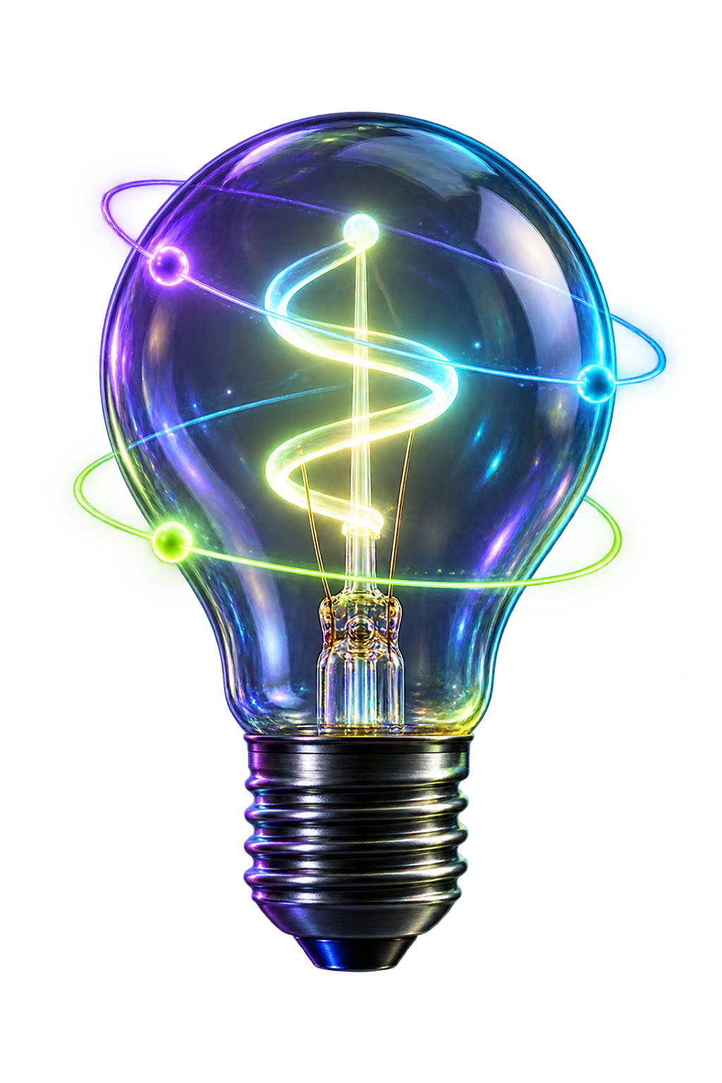 A luminous lightbulb representing an idea becoming a digital product